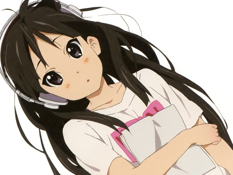 Anime Girl with Headphones — Black, Calm, Book