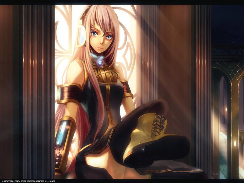 Anime Girl with Headphones — Black, Dramatic, Night