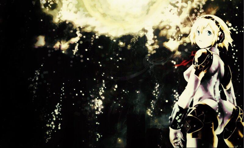 Anime Girl with Headphones — Black, Dramatic