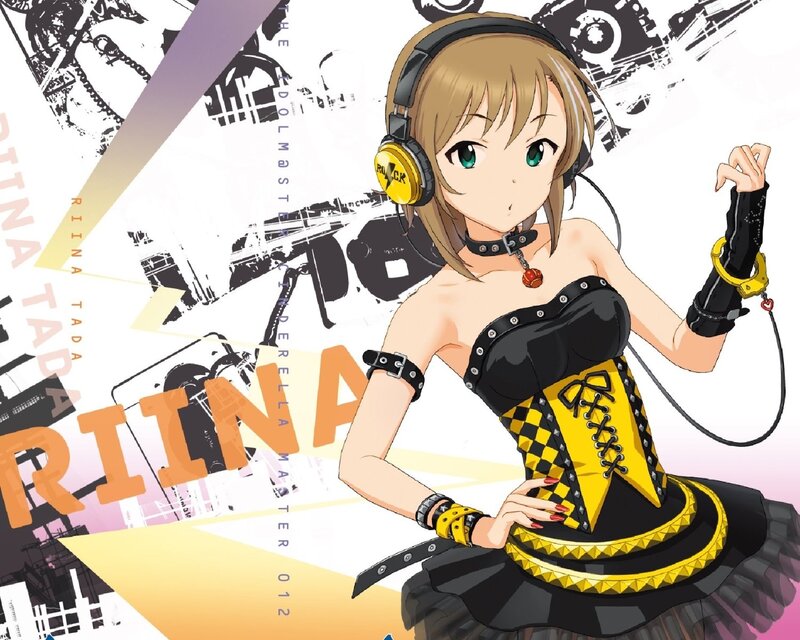 Anime Girl with Headphones — Black, Energetic, Corset