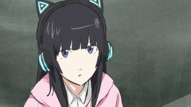 Anime Girl with Headphones — Black, Neutral, Cat Ears