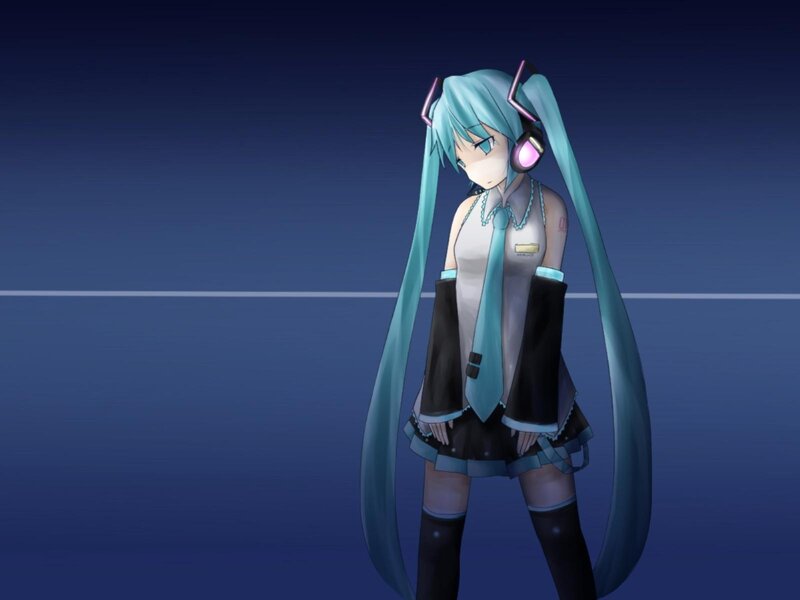 Anime Girl with Headphones — Blue, Calm, 3d Render