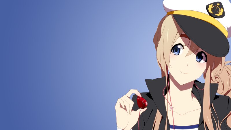 Anime Girl with Headphones — Blue, Calm, Afternoon, Hat