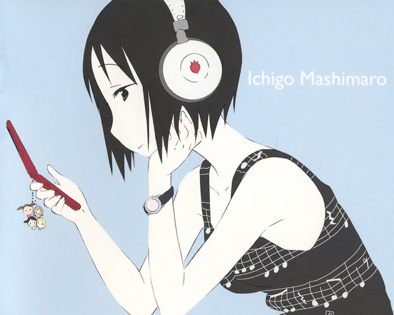 Anime Girl with Headphones — Blue, Calm, Cell Phone