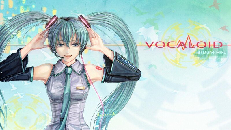 Anime Girl with Headphones — Blue, Calm, Digital Art, Microphone