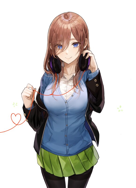 Anime Girl with Headphones — Blue, Calm, Skirt