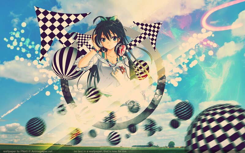 Anime Girl with Headphones — Blue, Dreamy, Afternoon