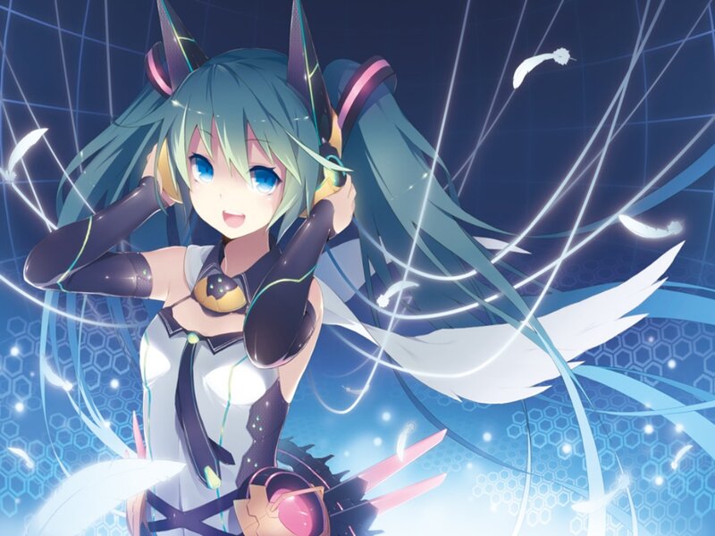 Anime Girl with Headphones — Blue, Energetic, Digital Art, Wings