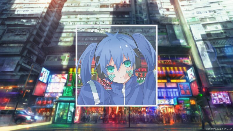 Anime Girl with Headphones — Blue, Nocturnal