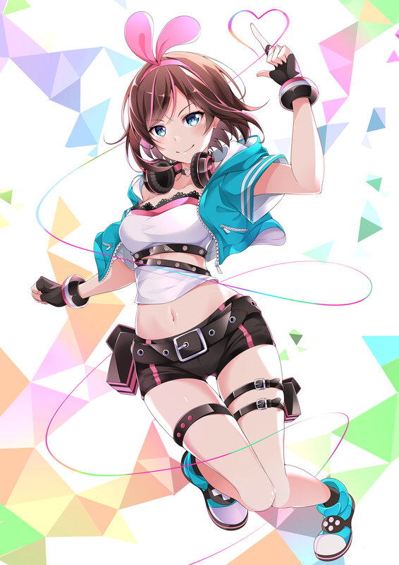 Anime Girl with Headphones — Blue, Playful, Digital Art, Bunny Ears