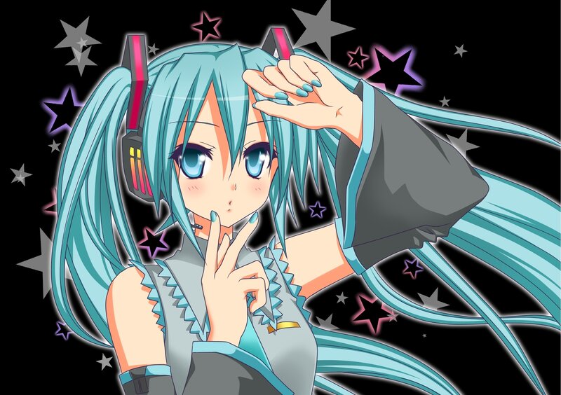 Anime Girl with Headphones — Blue, Playful, Night