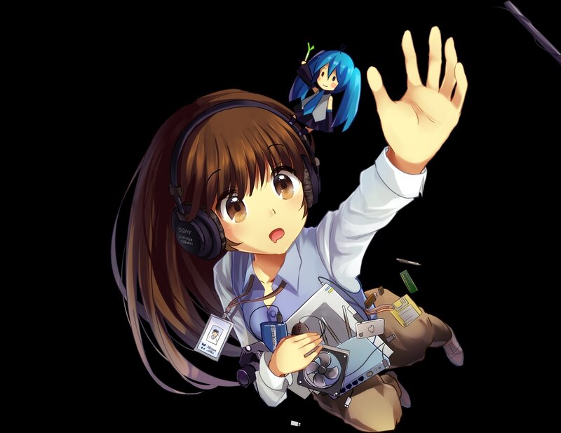 Anime Girl with Headphones — Brown, Dynamic
