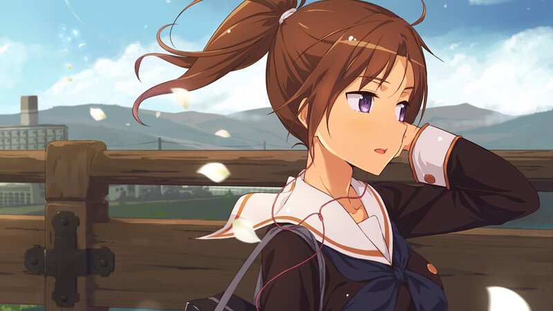 Anime Girl with Headphones — Brown, Serene, Afternoon
