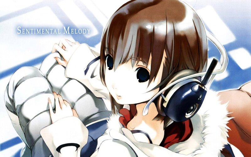 Anime Girl with Headphones — Brown