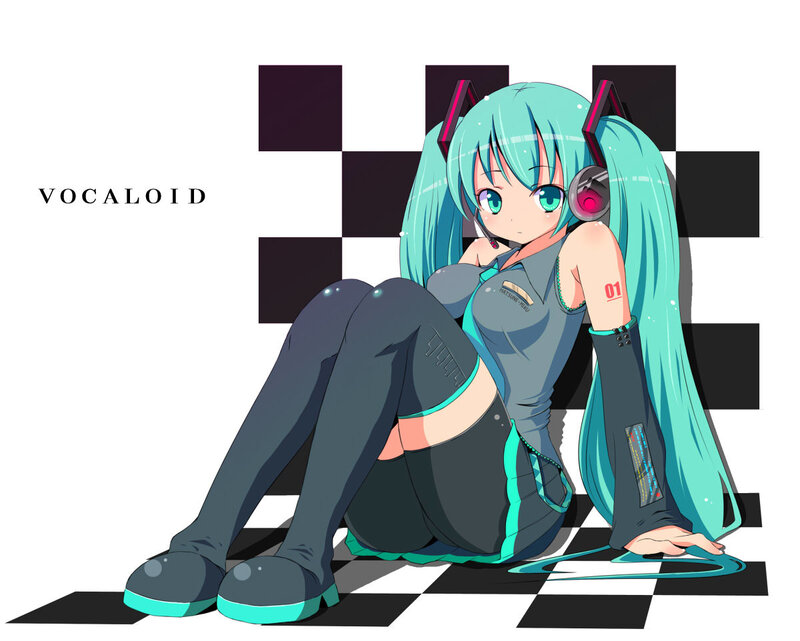 Anime Girl with Headphones — Cyan, Calm