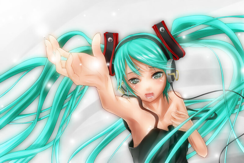 Anime Girl with Headphones — Cyan, Dynamic