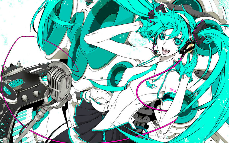 Anime Girl with Headphones — Cyan, Energetic