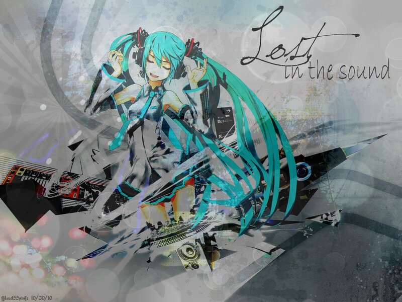Anime Girl with Headphones — Cyan