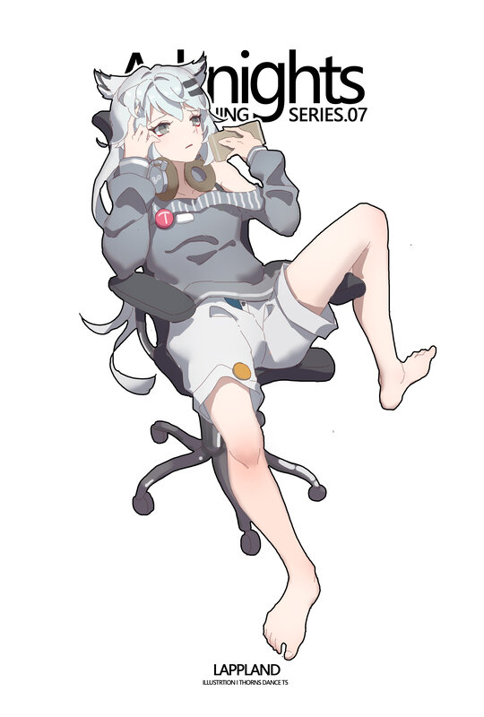 Anime Girl with Headphones — Gray, Relaxed, Digital Art