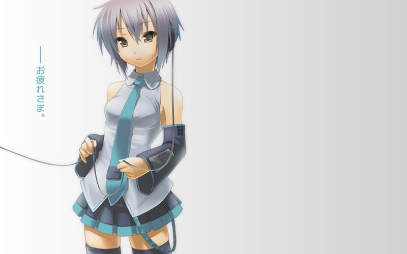 Anime Girl with Headphones — Gray