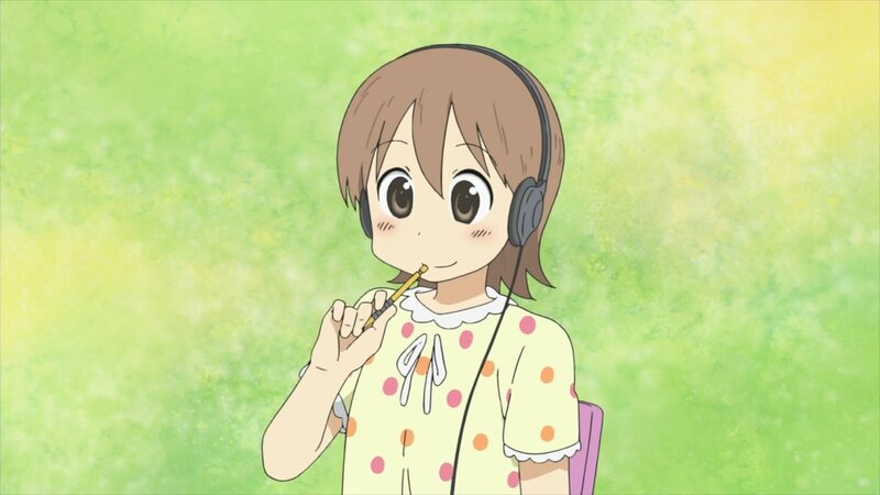 Anime Girl with Headphones — Green, Calm, Pencil