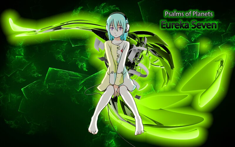 Anime Girl with Headphones — Green, Dramatic