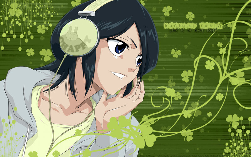 Anime Girl with Headphones — Green