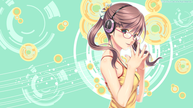 Anime Girl with Headphones — Mint Green