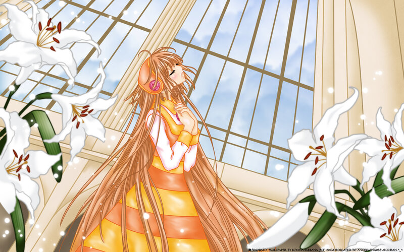 Anime Girl with Headphones — Orange, Serene, Afternoon
