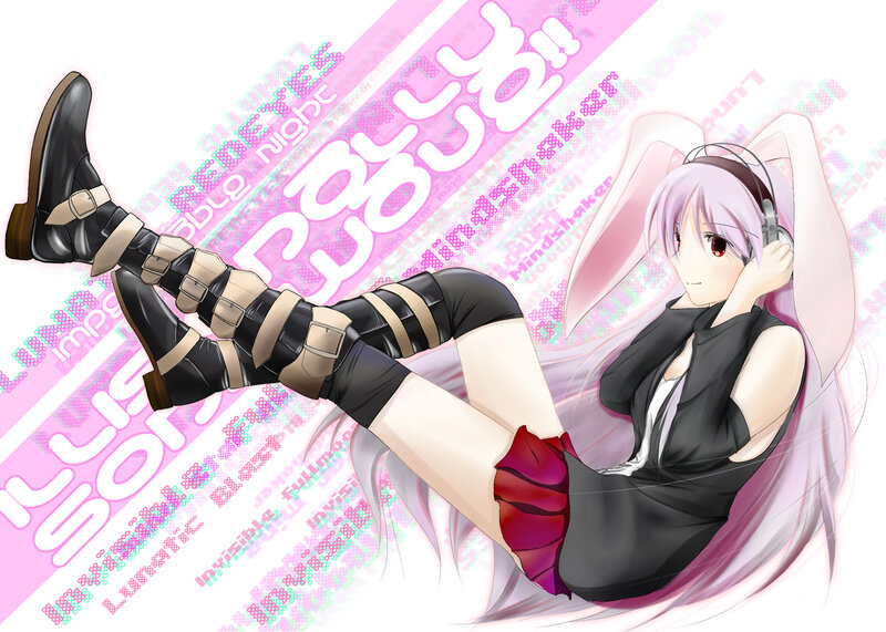 Anime Girl with Headphones — Pink, Calm, Digital Art, Long Hair, Boots