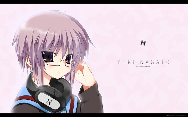 Anime Girl with Headphones — Pink, Calm, Glasses