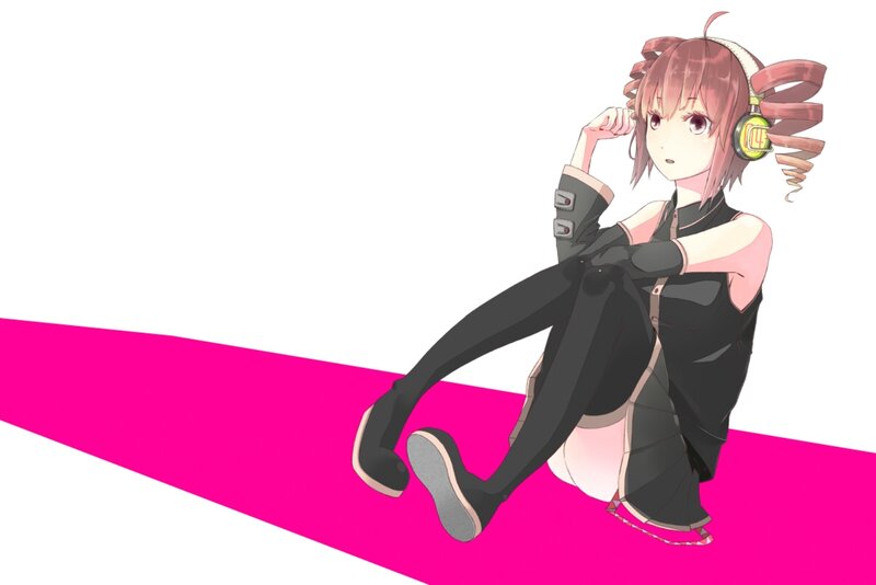 Anime Girl with Headphones — Pink, Calm, Pink Stripe