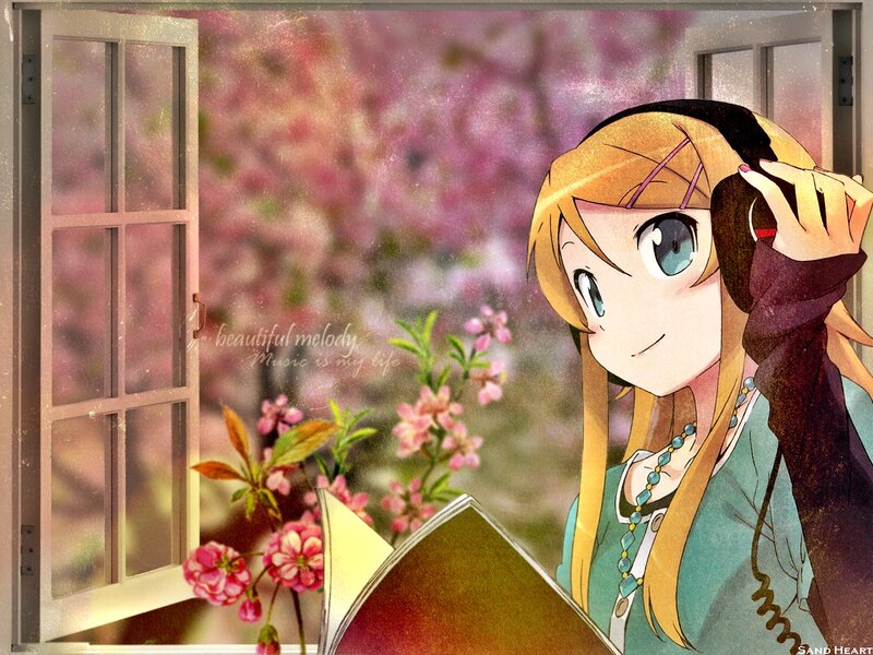 Anime Girl with Headphones — Pink, Calm, Spring, Book