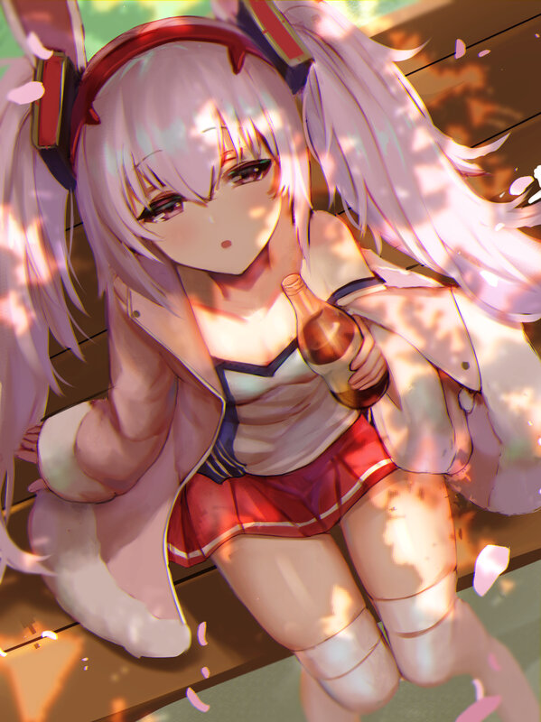 Anime Girl with Headphones — Pink, Calm, Spring, Digital Art