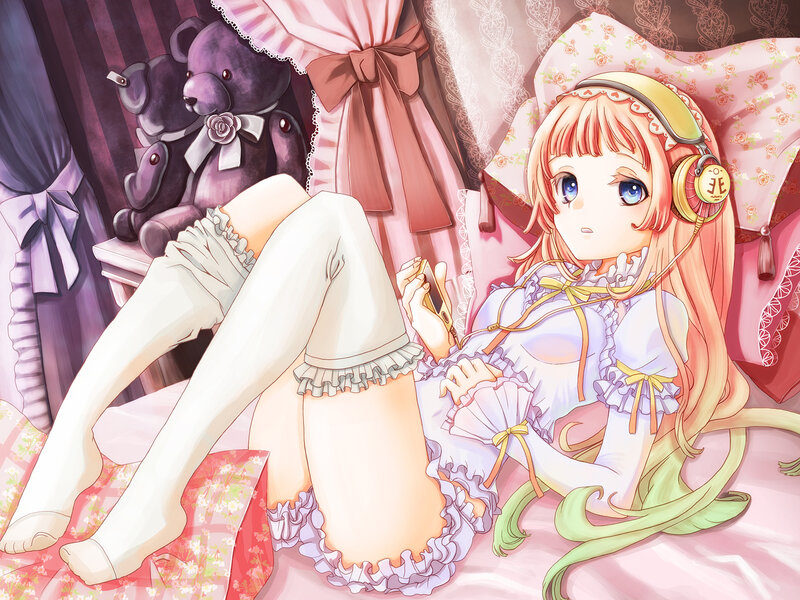 Anime Girl with Headphones — Pink, Calm, Teddy Bears