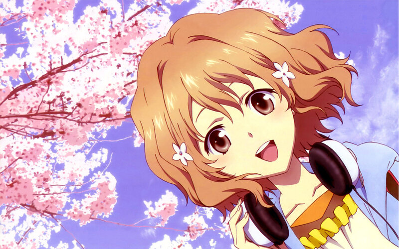 Anime Girl with Headphones — Pink, Cheerful