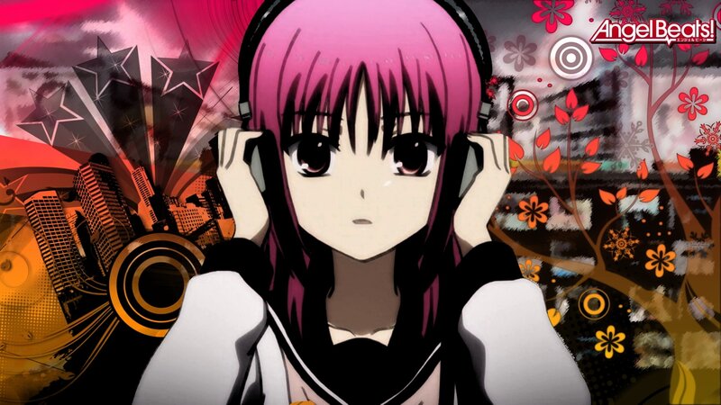 Anime Girl with Headphones — Pink, Dramatic, Cityscape