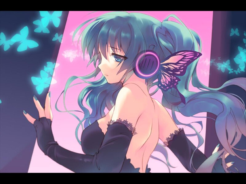 Anime Girl with Headphones — Pink, Dreamy, Night
