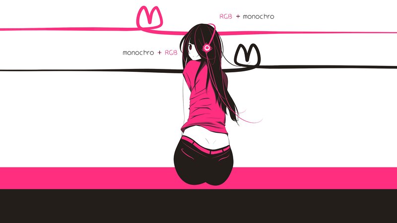 Anime Girl with Headphones — Pink, Minimalist