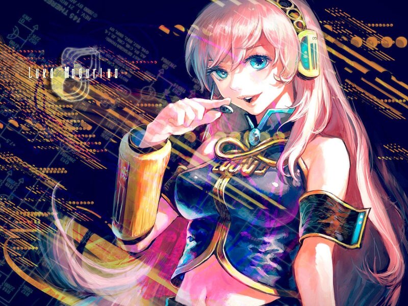 Anime Girl with Headphones — Pink