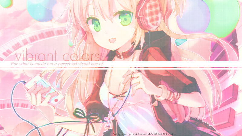 Anime Girl with Headphones — Pink, Vibrant, Smartphone
