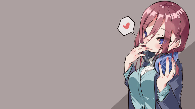Anime Girl with Headphones — Purple, Calm, Speech Bubble