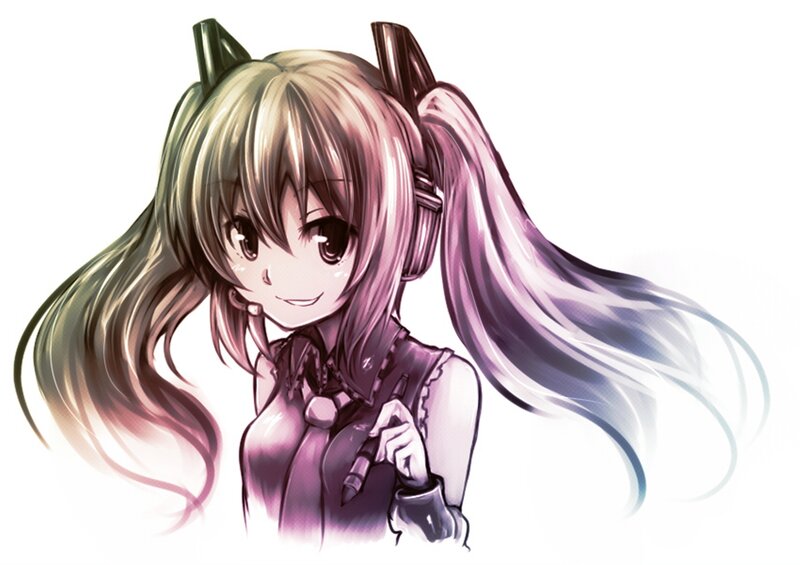 Anime Girl with Headphones — Purple, Cheerful