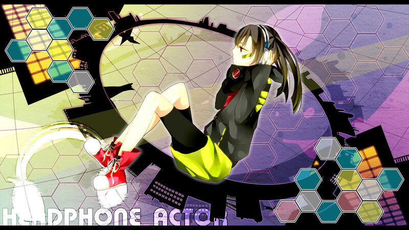 Anime Girl with Headphones — Purple, Dynamic