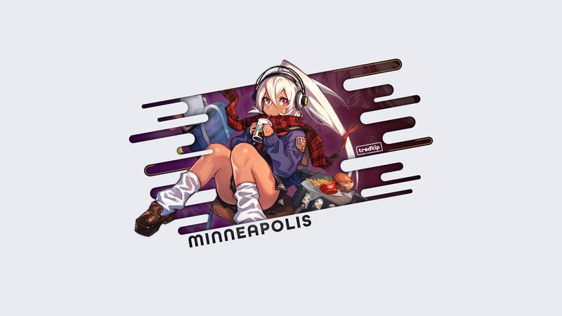 Anime Girl with Headphones — Purple, Relaxed, Digital Art