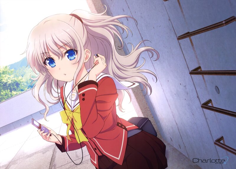 Anime Girl with Headphones — Red, Calm, Afternoon