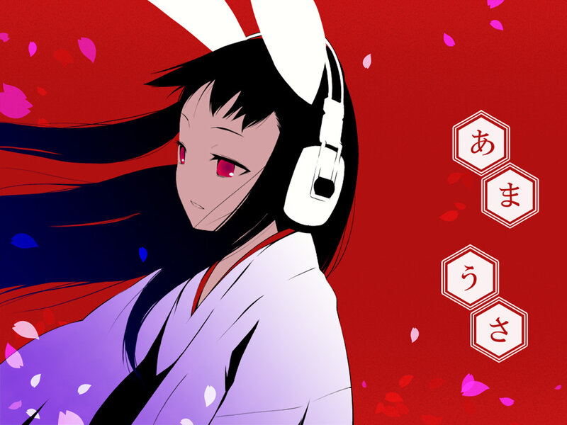 Anime Girl with Headphones — Red, Dramatic, Spring