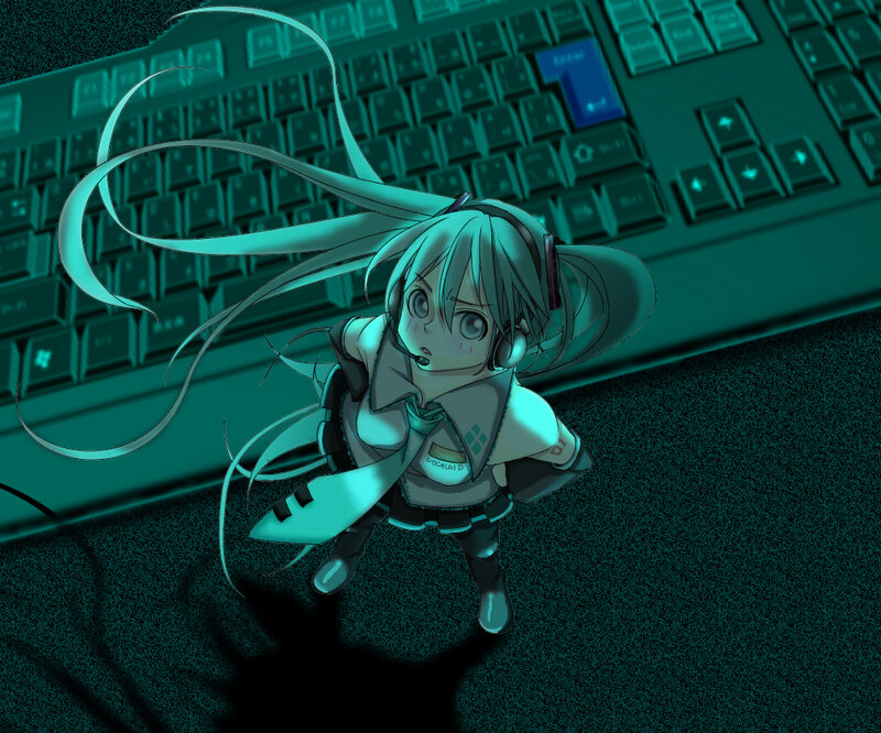 Anime Girl with Headphones — Teal, Dramatic, Night