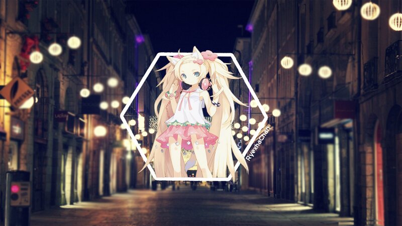 Anime Girl with Headphones — White, Calm, Night, Digital Art