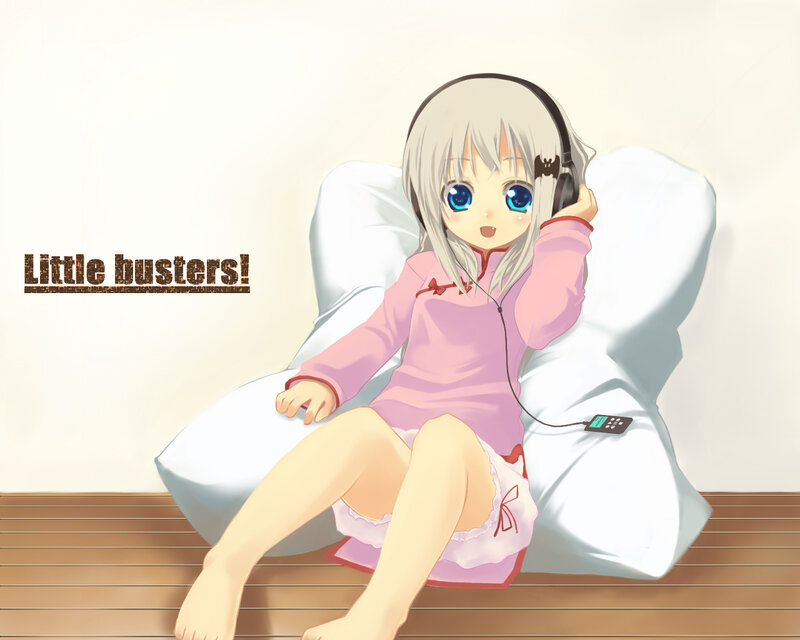 Anime Girl with Headphones — White, Calm, Pillow
